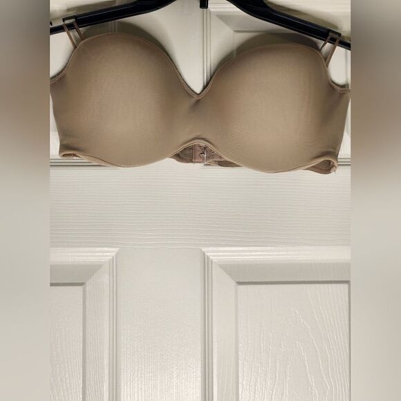 WOMENS 36D LILYETTE STRAPLESS BRA underwire NUDE TAN LINGERIE - Picture 1 of 12